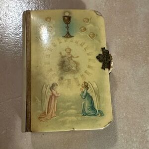 VTG Catholic/Polish Prayer Book with Angelic Artwork & French Ivory Cover